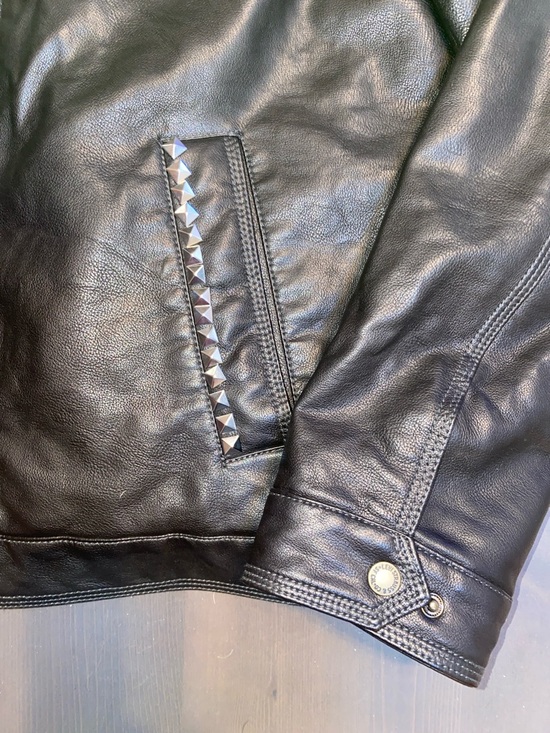 Levi's Dark Brown Faux Leather Bomber Jacket with Cream Sherpa Collar - Picture 2 of 10